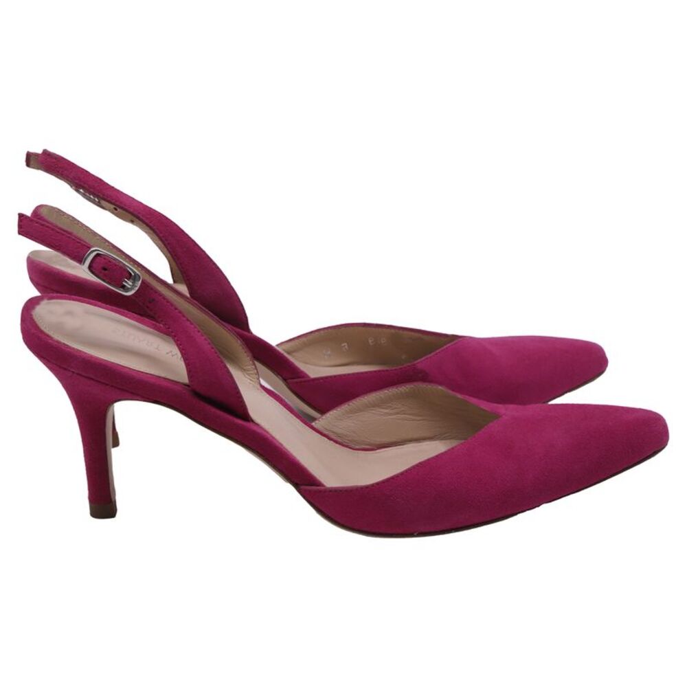 Stuart Weitzman Pointed-Toe Slingback Heels in Pink Suede